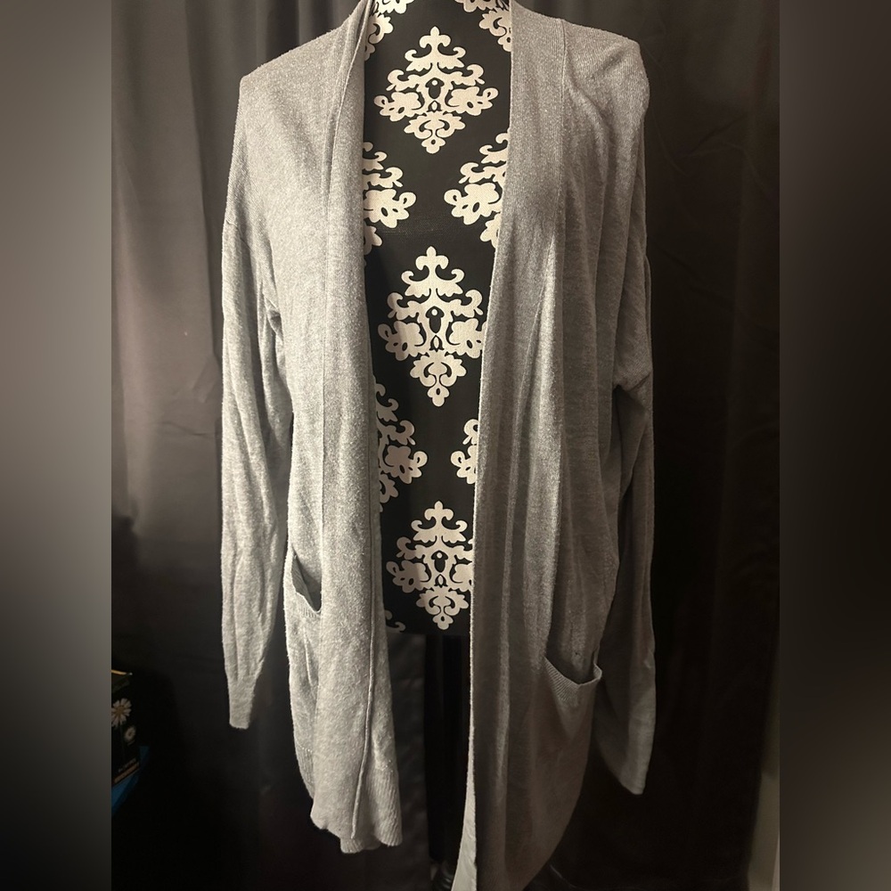 Ava & Viv Light Gray Women's Cardigan Sweater